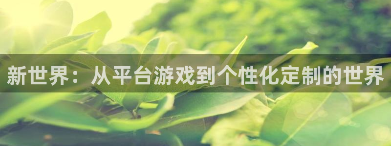 沐鸣娱乐2官方平台：新世界：从平台游戏到个性化定制的世界